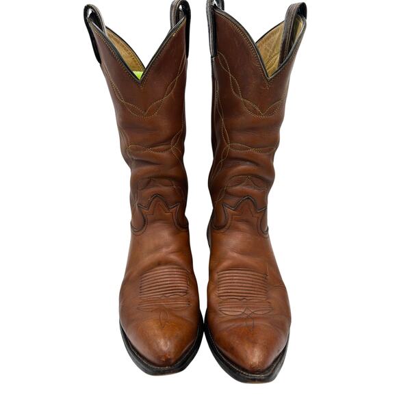 Made in USA Tony Lama Boots #5055 Mens 8 Riding Leather Western Cowboy Boots Tan main image 6